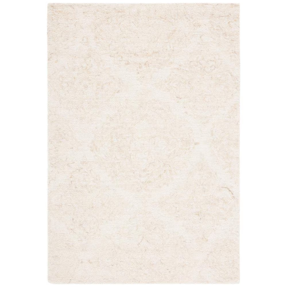Abstract Ivory/Beige Doormat 2 Ft. X 3 Ft. Floral Damask Area Rug