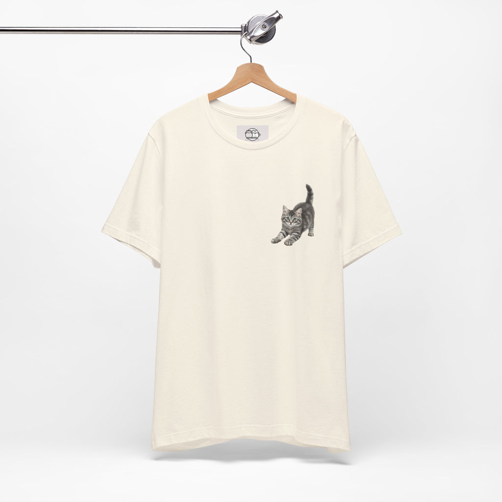 Playful Kitten Pounce Illustration Tee | Carmen Collection Cat Drawing