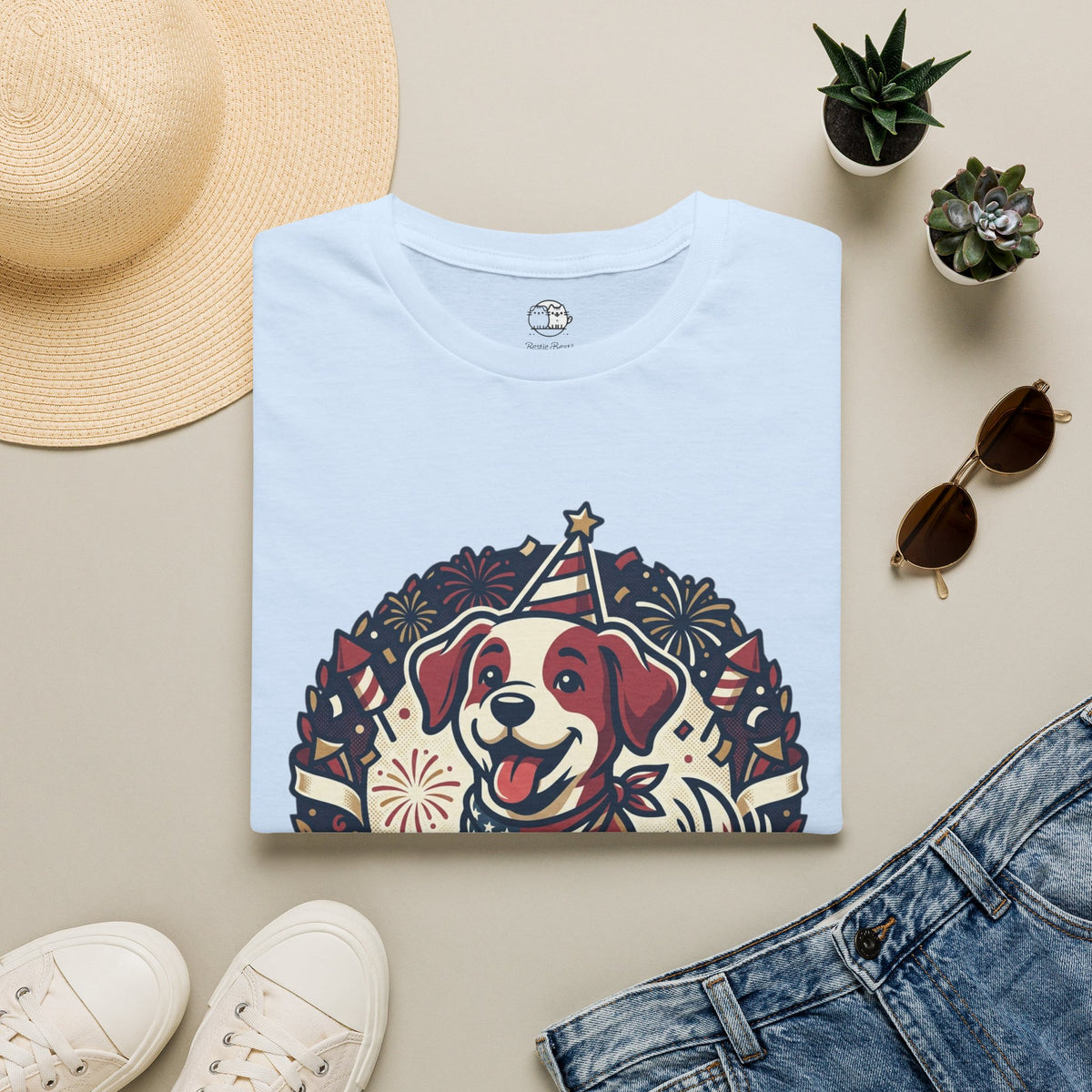 Patriotic Party Dog T-Shirt | 250 Years Celebration Tee