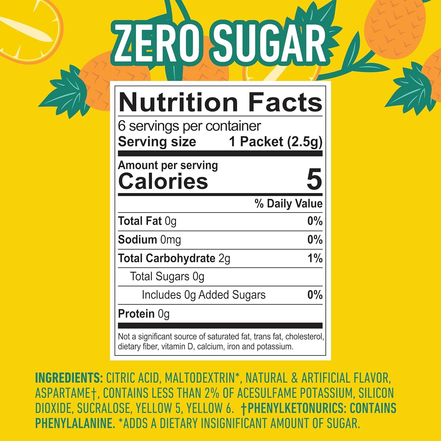 Crush- Powder Drink Mix - Sugar Free & Delicious (Pineapple, 72 Sticks)