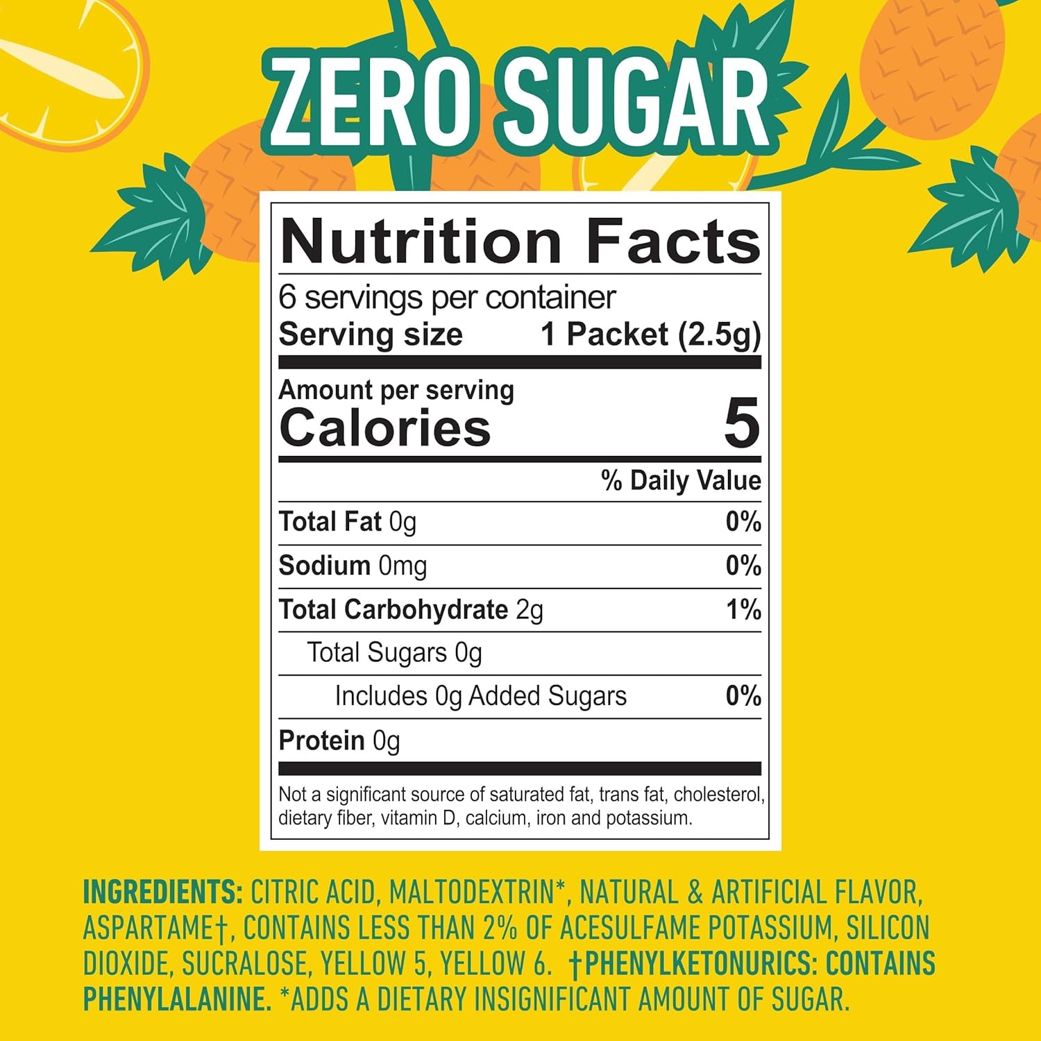 Crush- Powder Drink Mix - Sugar Free & Delicious (Pineapple, 72 Sticks)