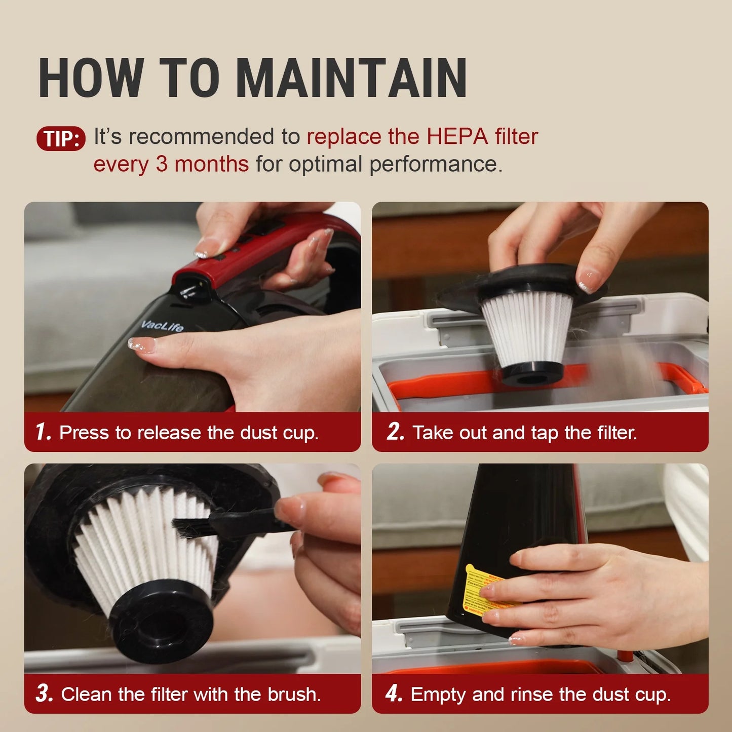 Cordless Handheld Vacuum, Car Vacuum Cleaner Rechargeable with Motorized Brush, Powerful Stair Vacuum