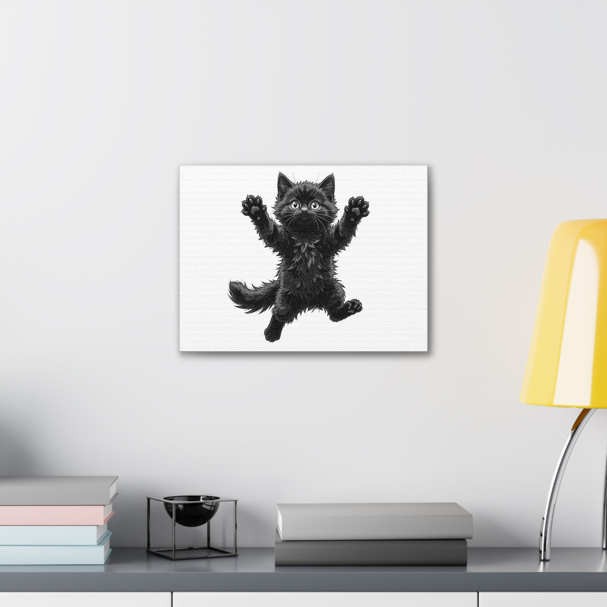 Playful Fluffy Black Kitten Canvas- Twixie Collection- Bestie Best Decor Collection