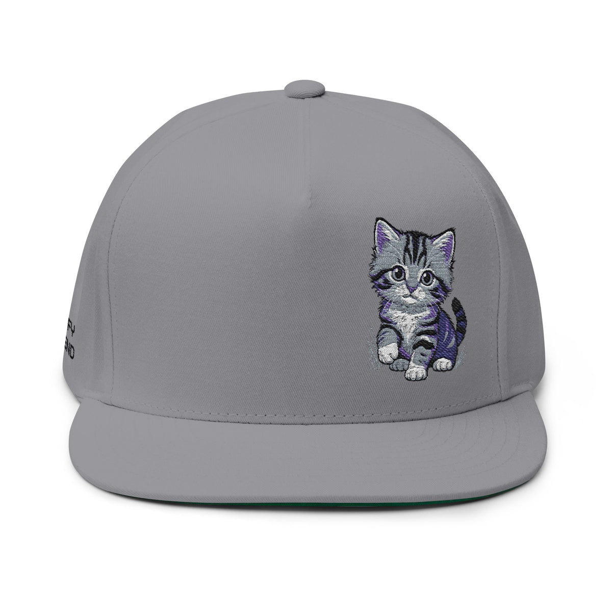 Cute Kitten Embroidered Flat Bill Cap | Small Tabby Cat DIEGO Collection