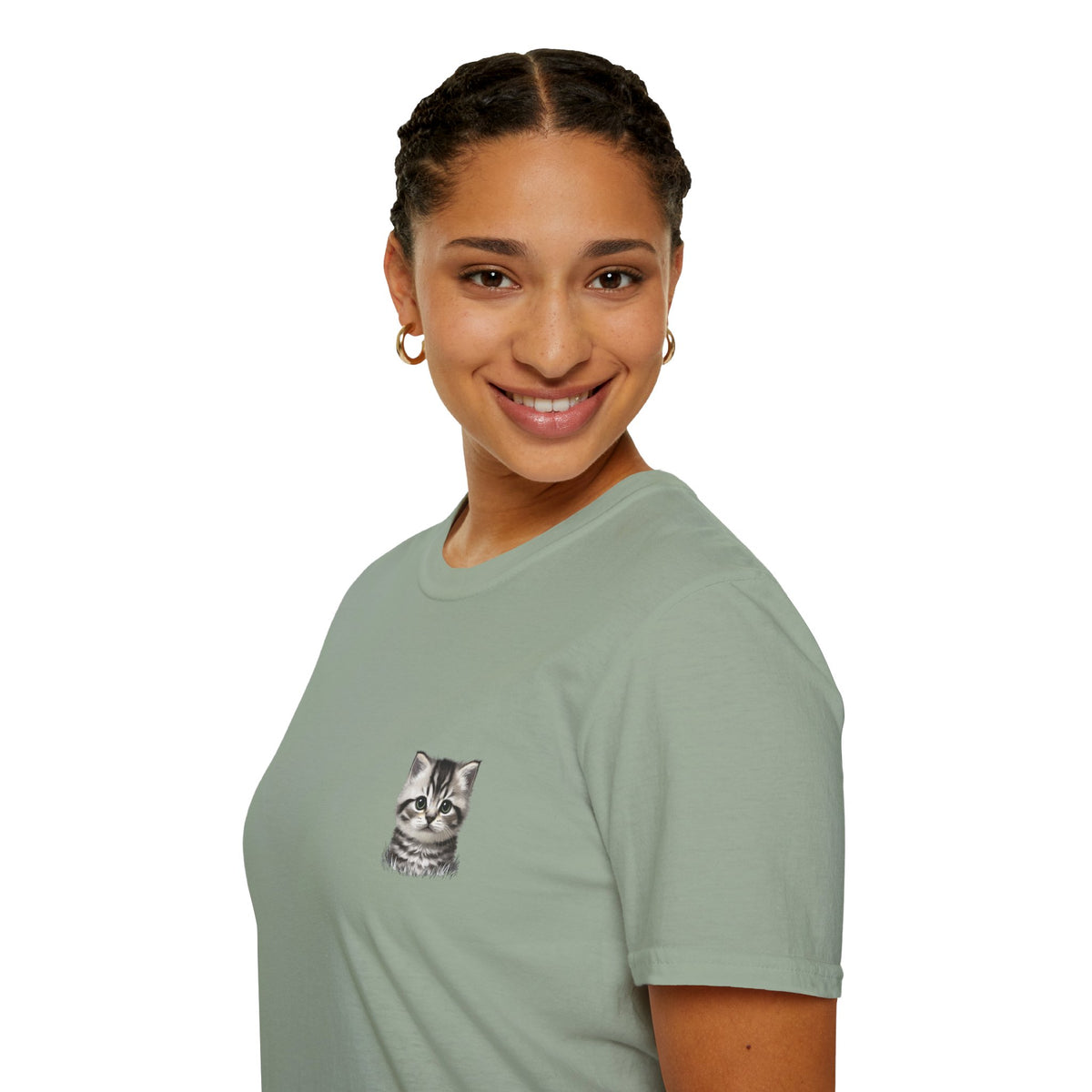 Proper Kitten Portrait T-Shirt | Small Chest Pocket Illustration- Bestie Best Collection