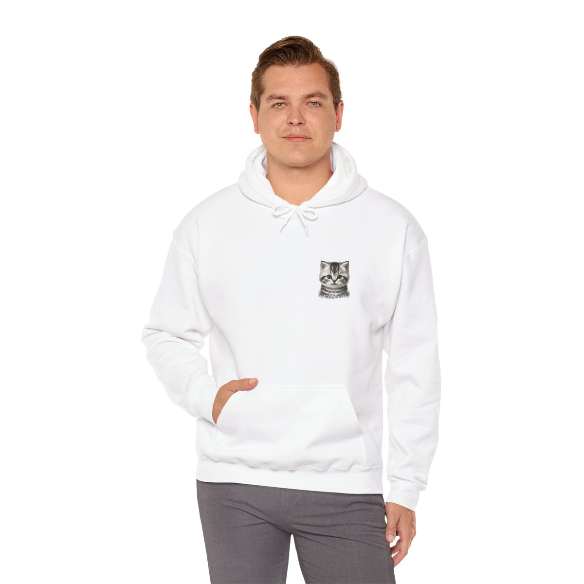 Proper Cat Portrait Illustration Hoodie | Small Chest Print, Bestie Best Collection
