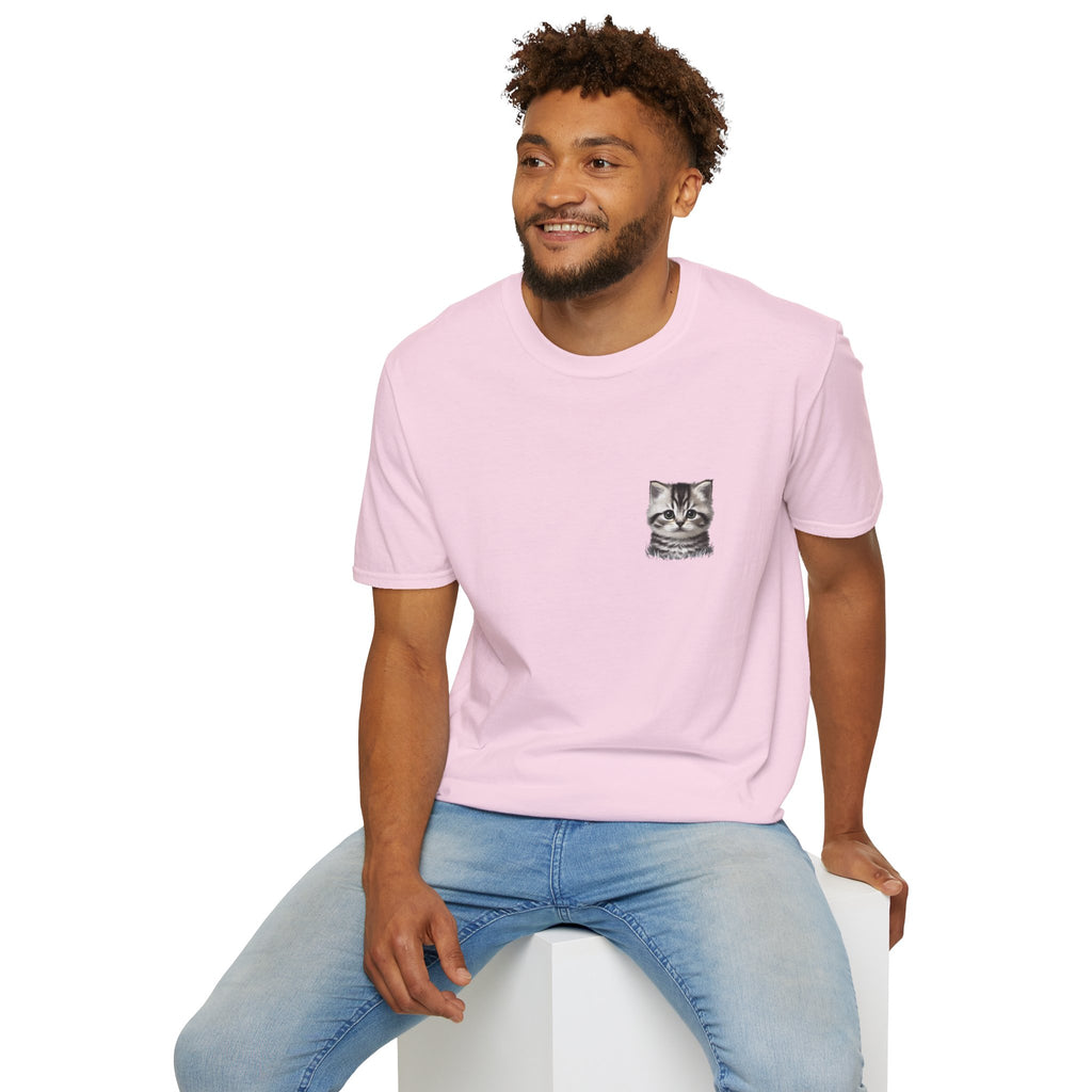 Proper Kitten Portrait T-Shirt | Small Chest Pocket Illustration- Bestie Best Collection