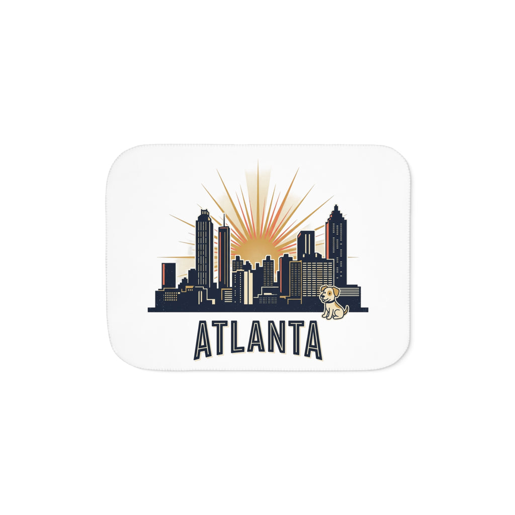 Atlanta skyline Sunrise Sherpa Blanket | City skyline throw
