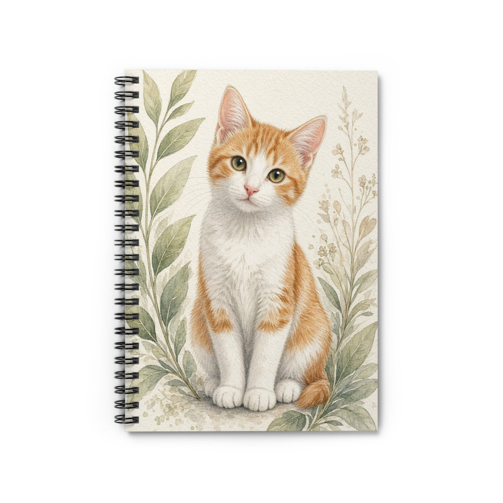 Cute Orange Kitten Illustration Spiral Notebook | Ruled Journal- Vincent Bestie Best Collection