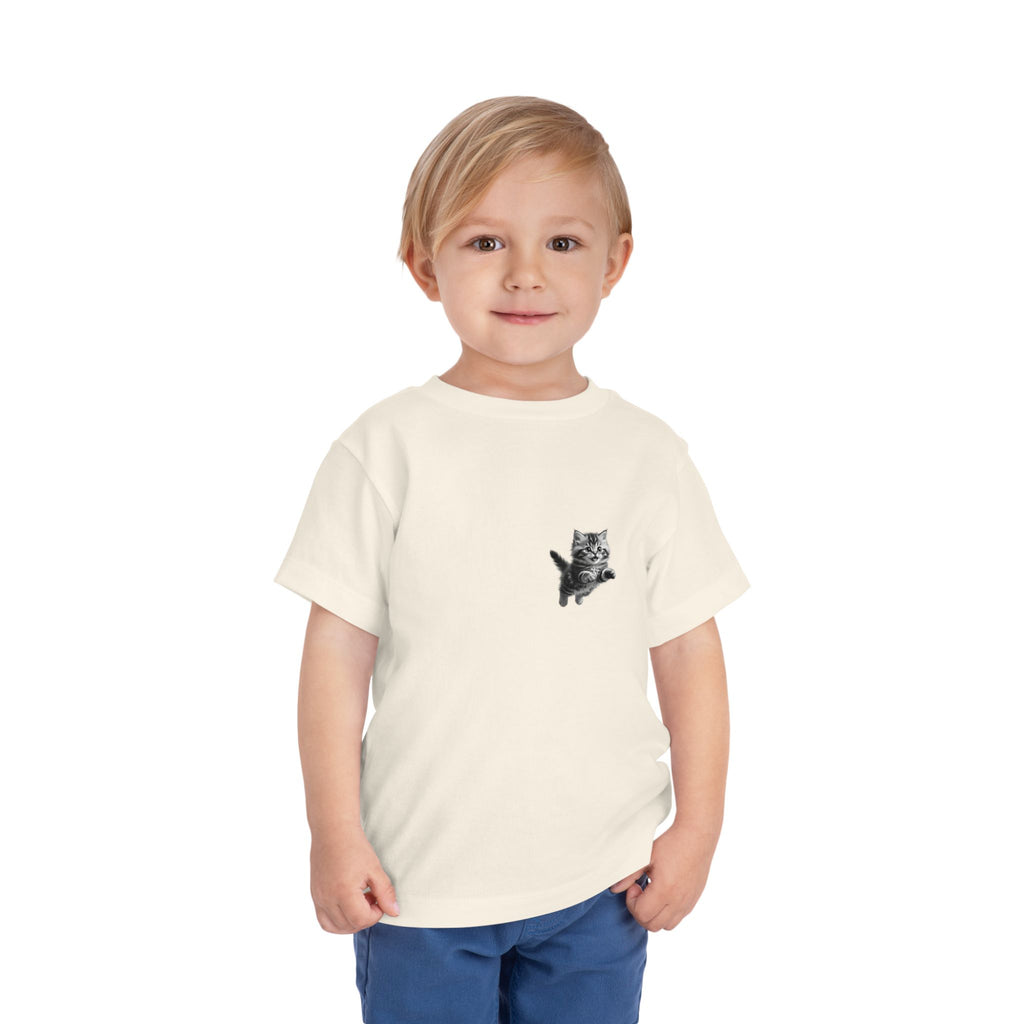 Playful Fluffy Tabby Kitten Graphic Toddler Tee | Cute Cat Illustration- Sage Collection- Bestie Best Collection