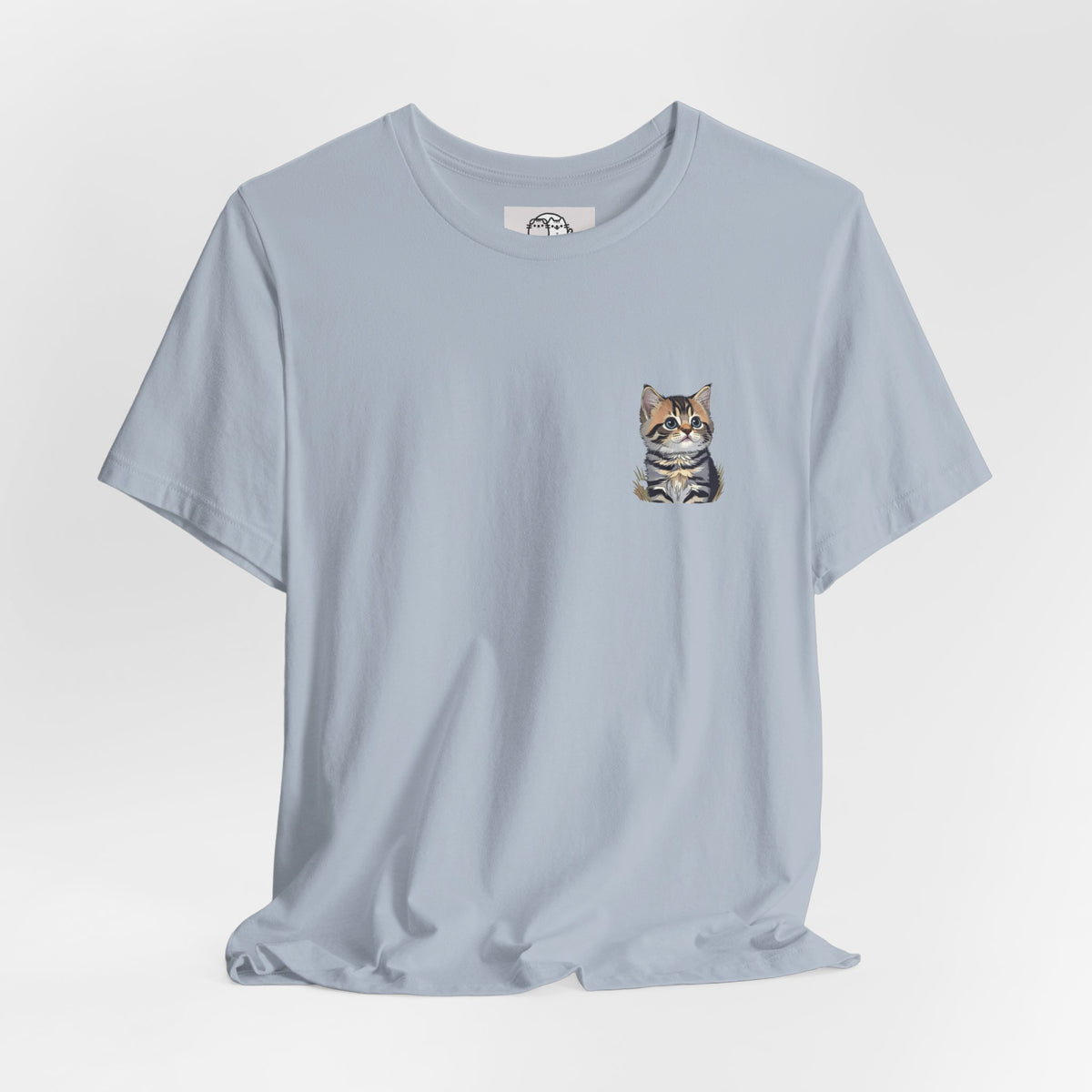 Main Coon Cat Pocket Art T-Shirt | Small Chest Cat Illustration- Bestie Best Collection
