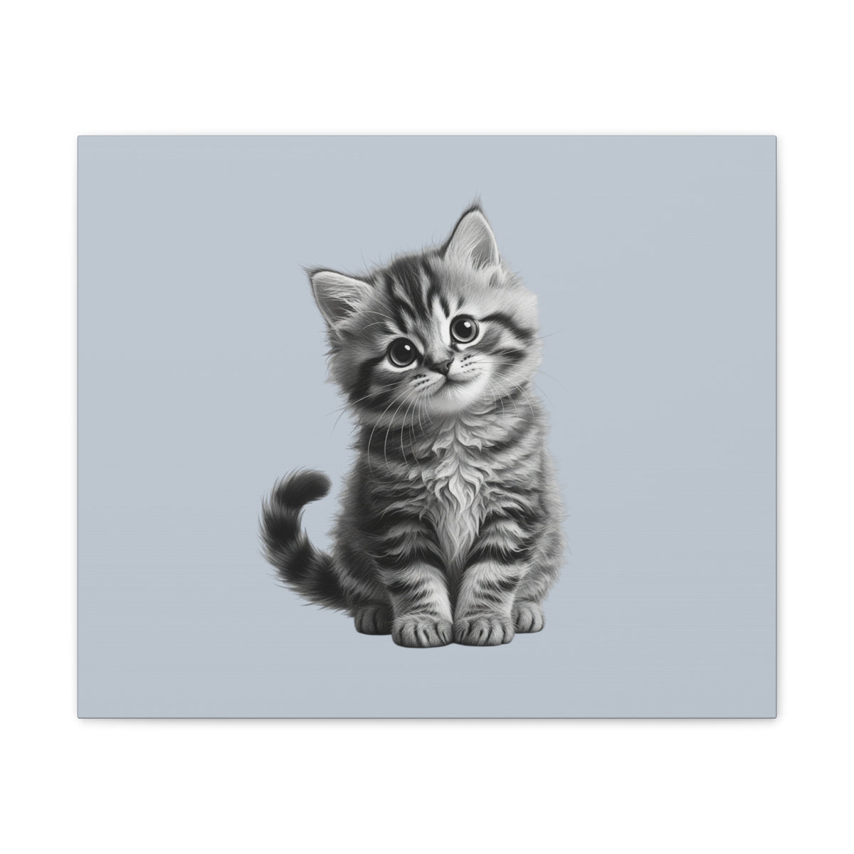Gray Tabby Kitten Illustration Canvas- Bestie Best Decor Collection- Sage Collection