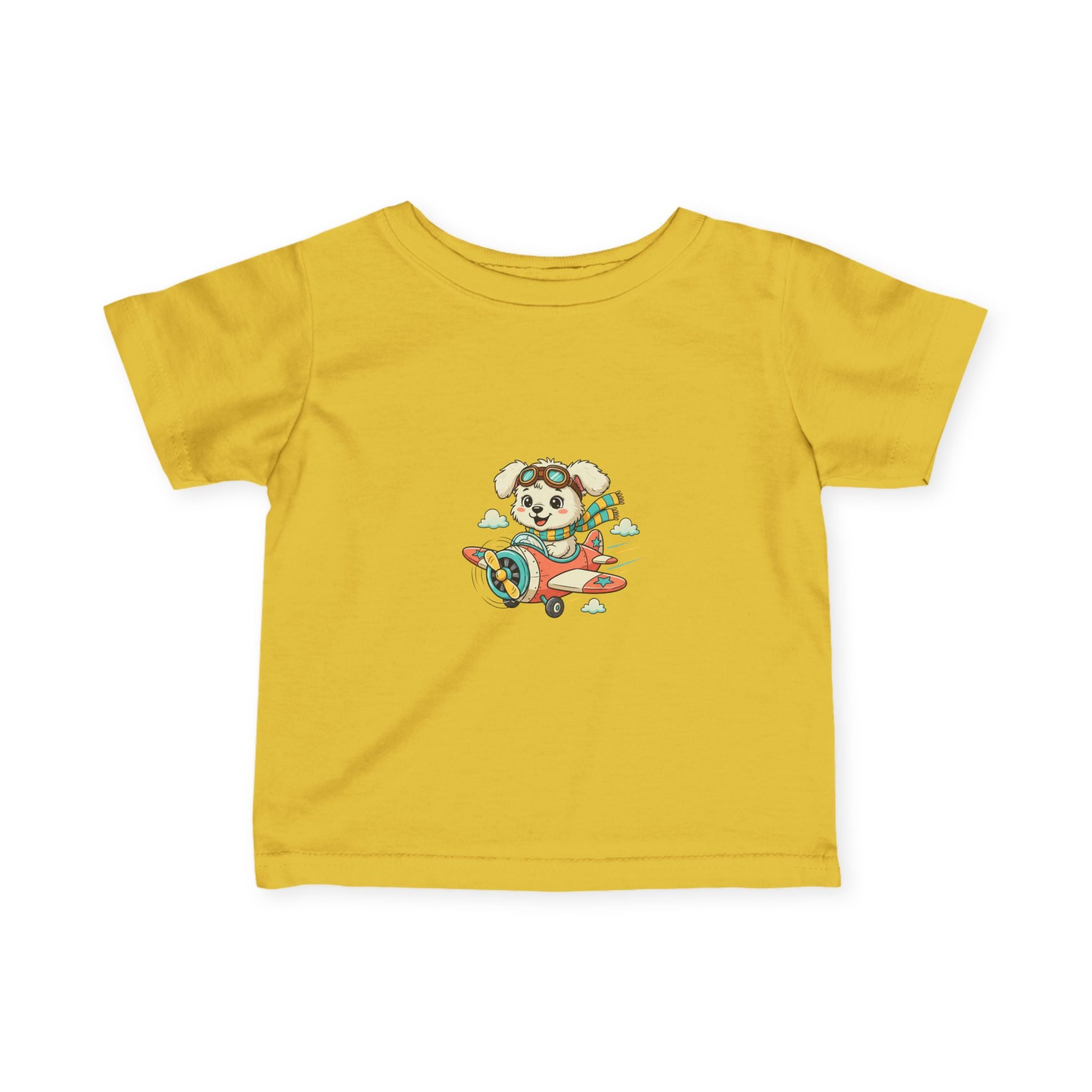 Bestie Best Infant Tee — Cute Pilot Puppy on Airplane- Unisex- Baby Shirt