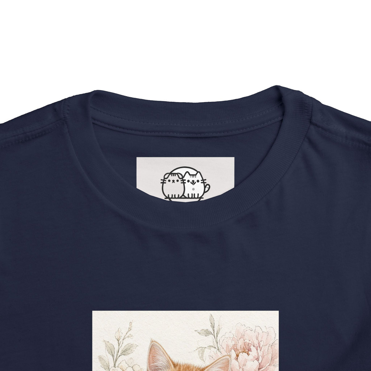 Adorable Orange Kitten Toddler Tee | Floral Cat Painting- Vienna Collection