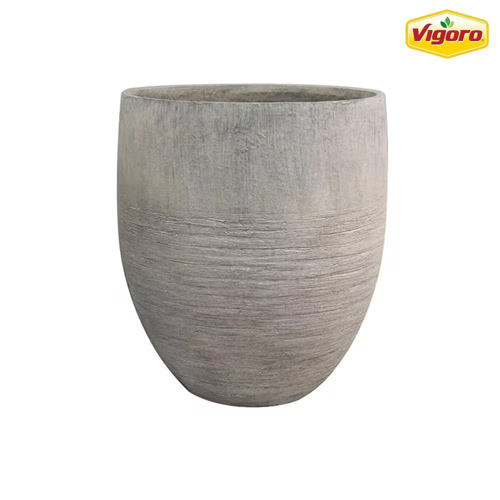 Jennings Large Gray Plastic Fiberglass Tall Decorative Planter with Drainage Hole (17 In. L X 17 In. W X 19 In. H)