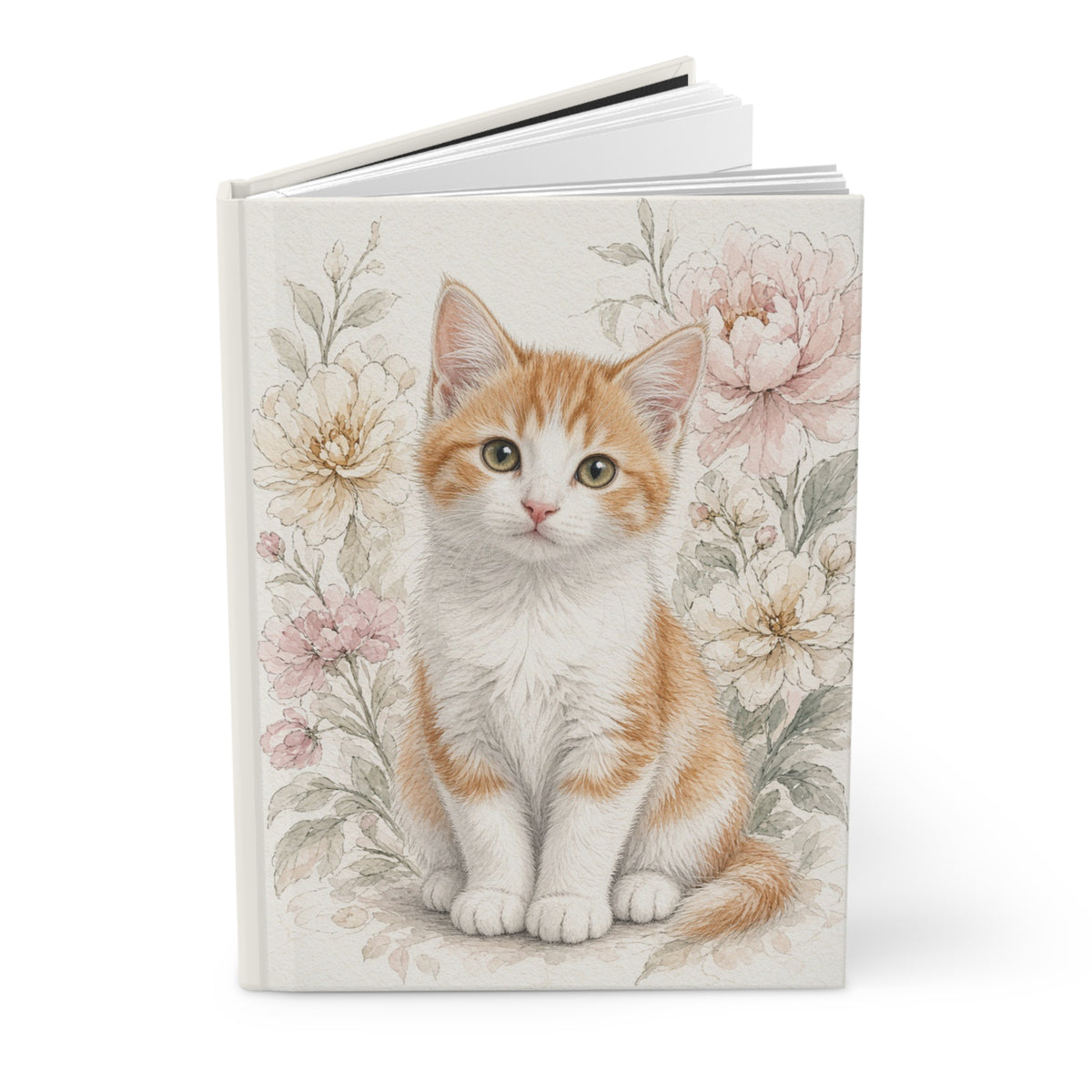 Orange Tabby Kitten Journal | Hardcover Notebook with Floral Illustration- Vienna Bestie Best Collection