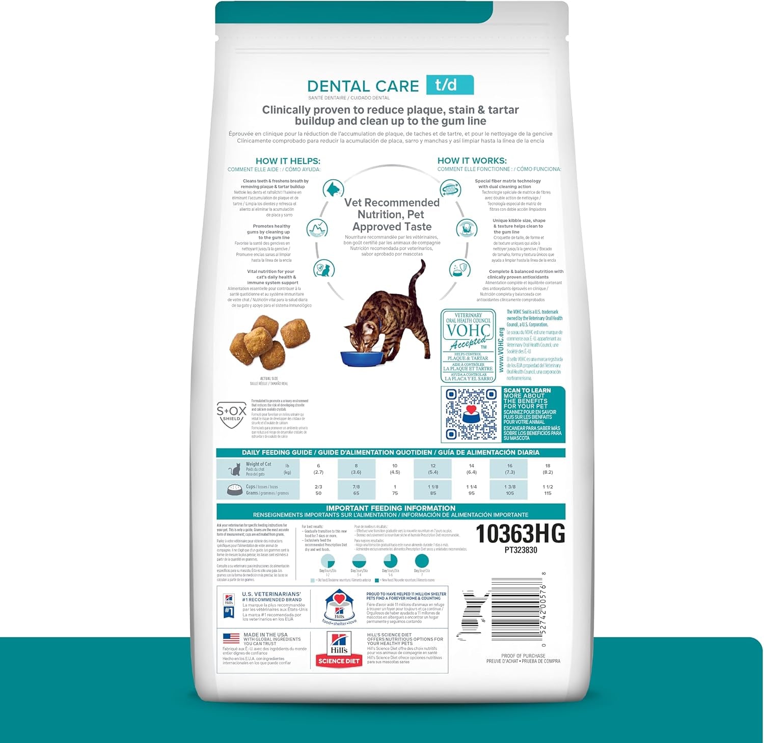 T/D Dental Care Dry Cat Food, Chicken, 8.5 Lb. Bag