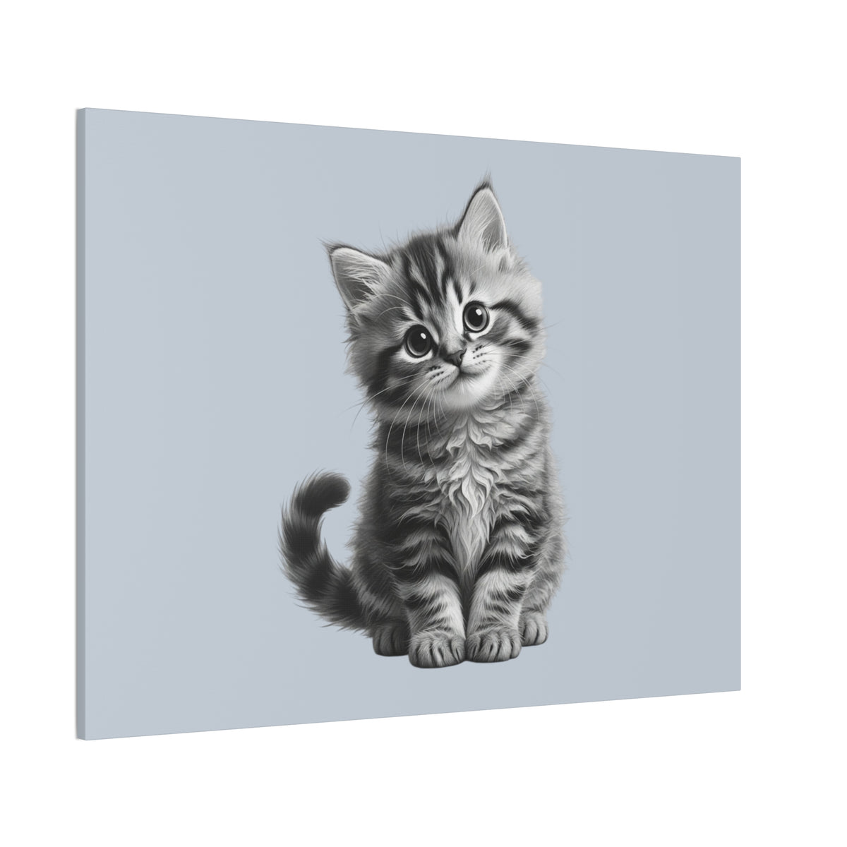 Gray Tabby Kitten Illustration Canvas- Bestie Best Decor Collection- Sage Collection