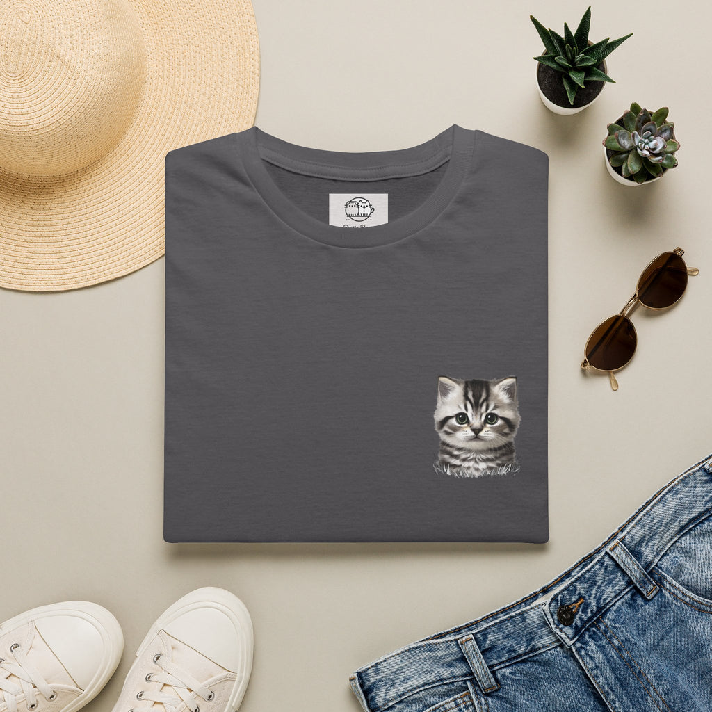 Proper Kitten Portrait T-Shirt | Small Chest Pocket Illustration- Bestie Best Collection