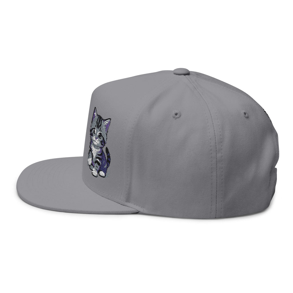 Cute Kitten Embroidered Flat Bill Cap | Small Tabby Cat DIEGO Collection