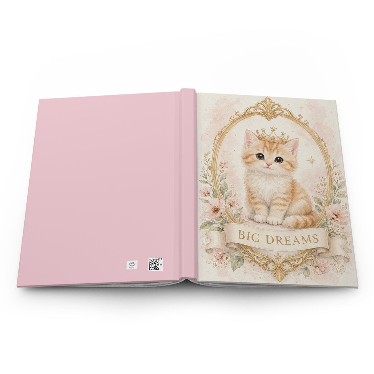 Royal Orange Cute Kitten with Big Dreams Journal | Hardcover Notebook, Pink Floral- Bestie Best Journal Collection