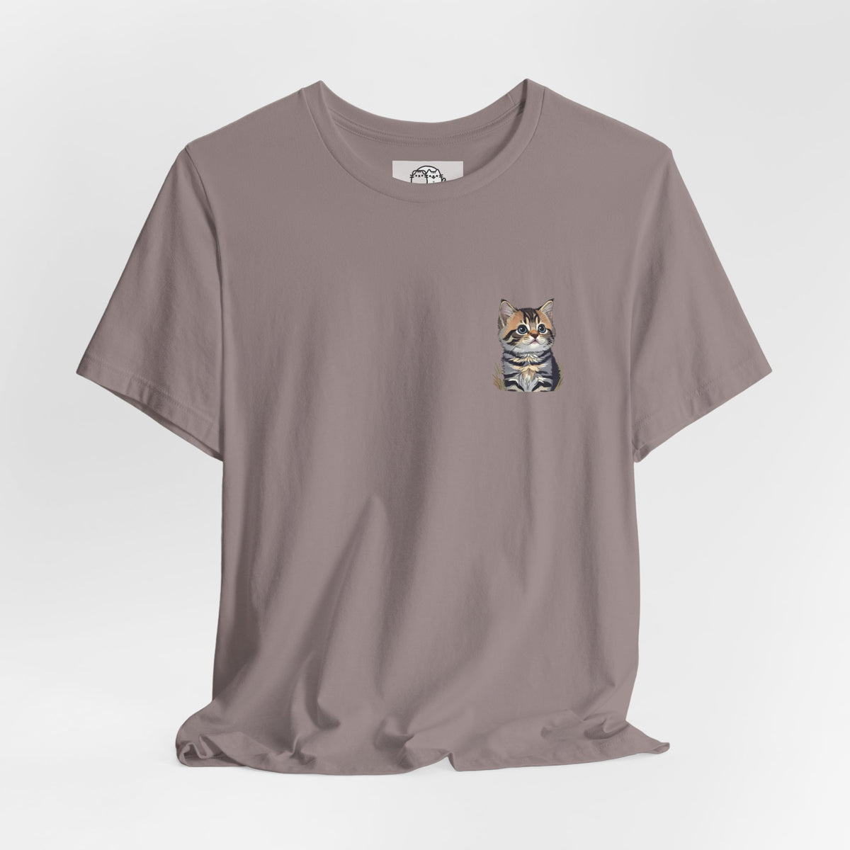 Main Coon Cat Pocket Art T-Shirt | Small Chest Cat Illustration- Bestie Best Collection