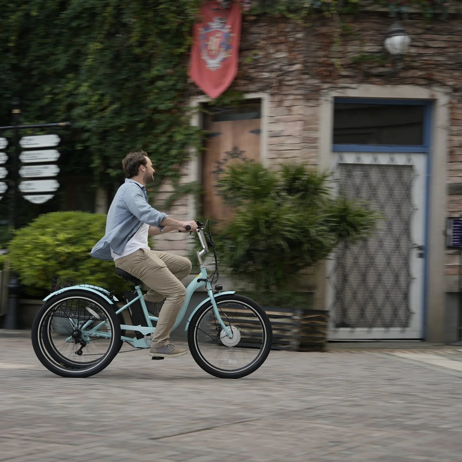 Electric Tricycle for Adults, 350W 36V Electric Trike Motorized Three Wheel Electric Bicycle, 7 Speeds 3 Wheels Adult Electric Tricycle with Large Basket,Cyan