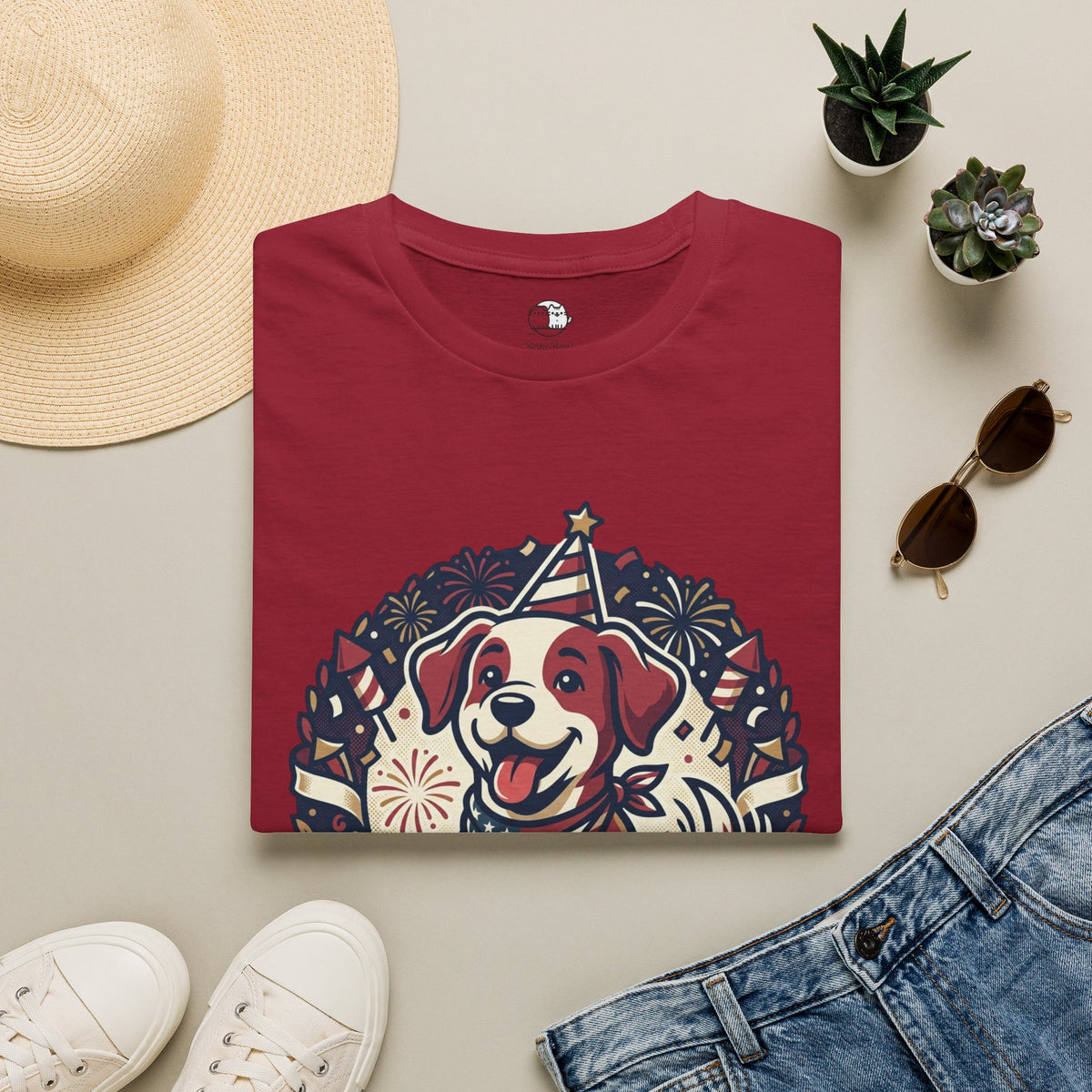 Patriotic Party Dog T-Shirt | 250 Years Celebration Tee
