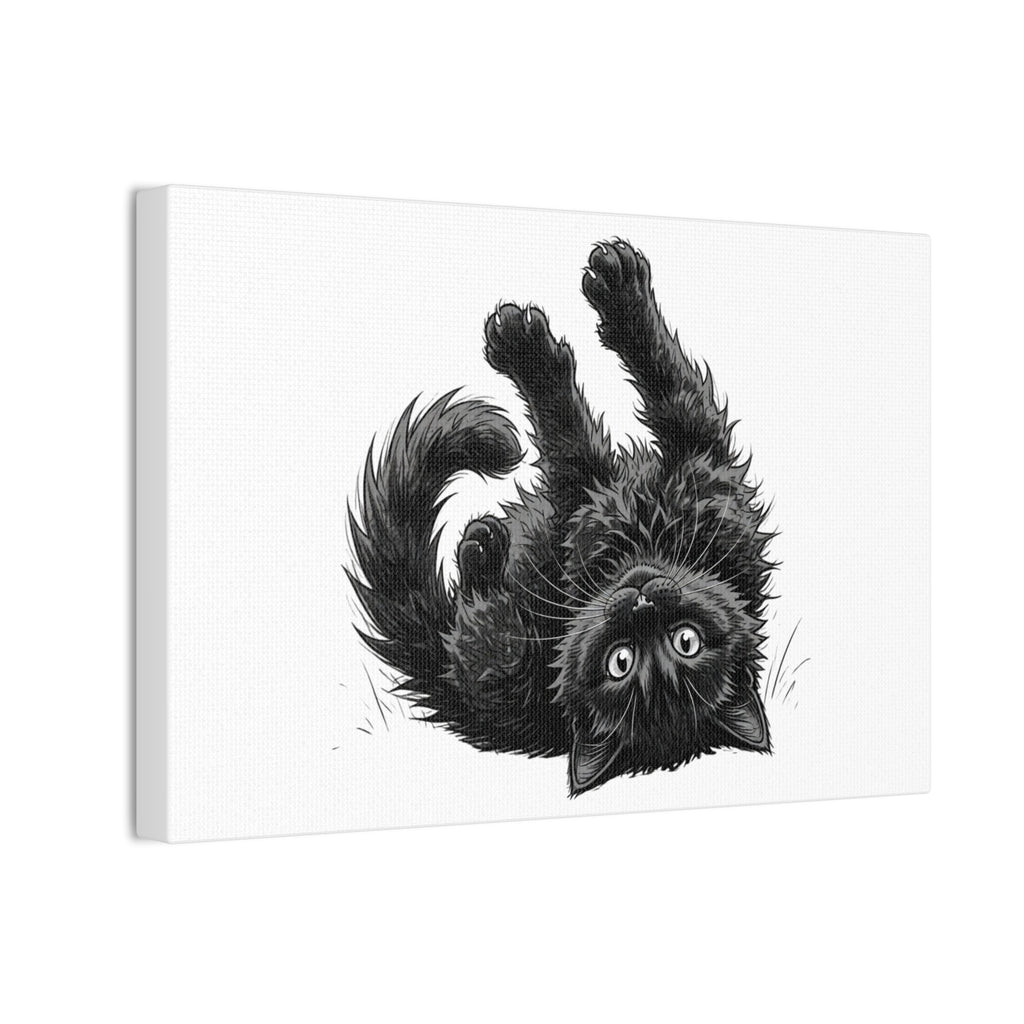 Playful Fluffy Black Kitten Canvas- Twixie Collection- Bestie Best Decor Collection