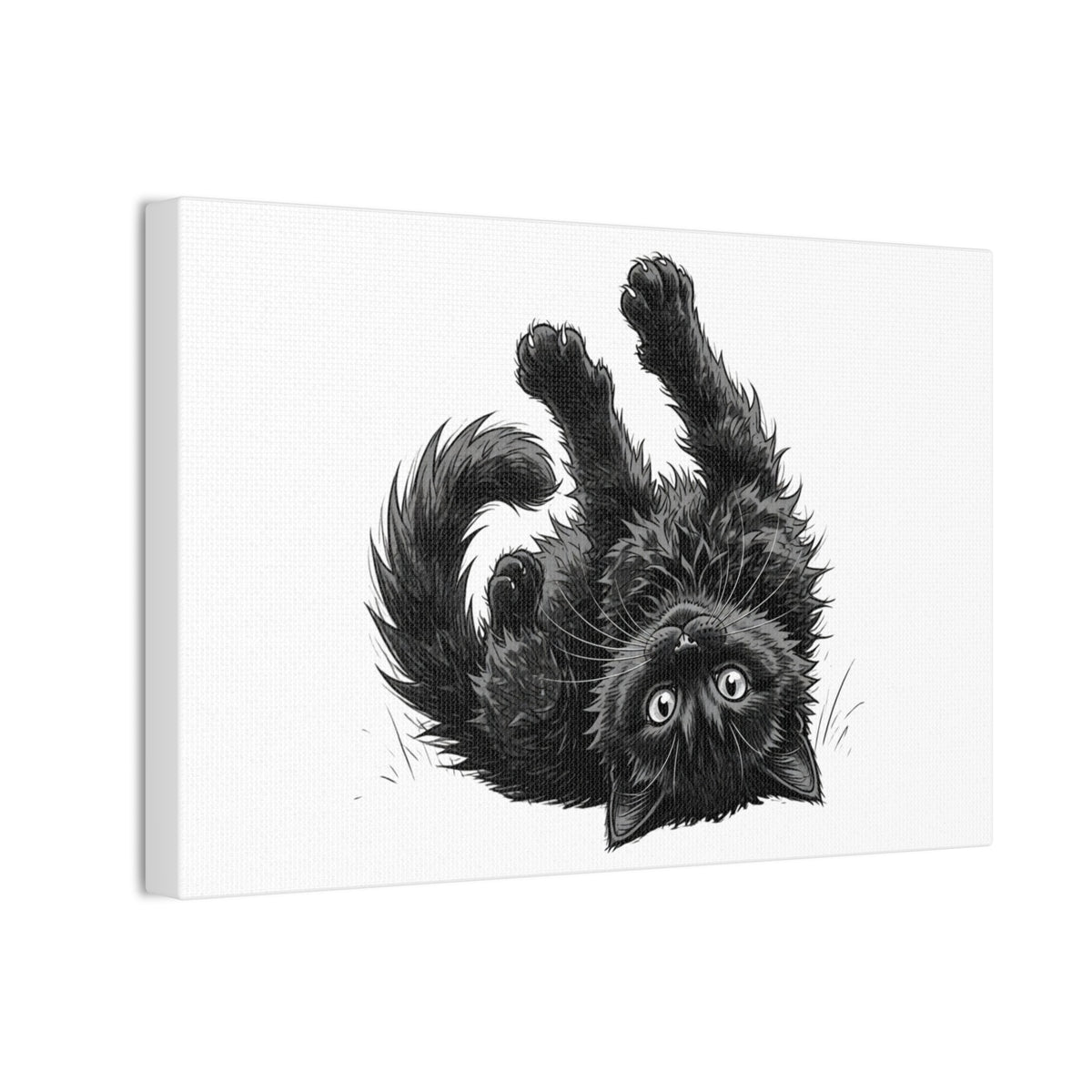 Playful Fluffy Black Kitten Canvas- Twixie Collection- Bestie Best Decor Collection