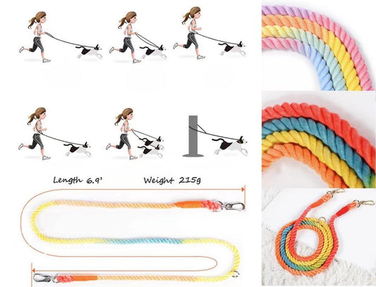 HANDS FREE DOG ROPE LEASH - LEMON SQUEEZE