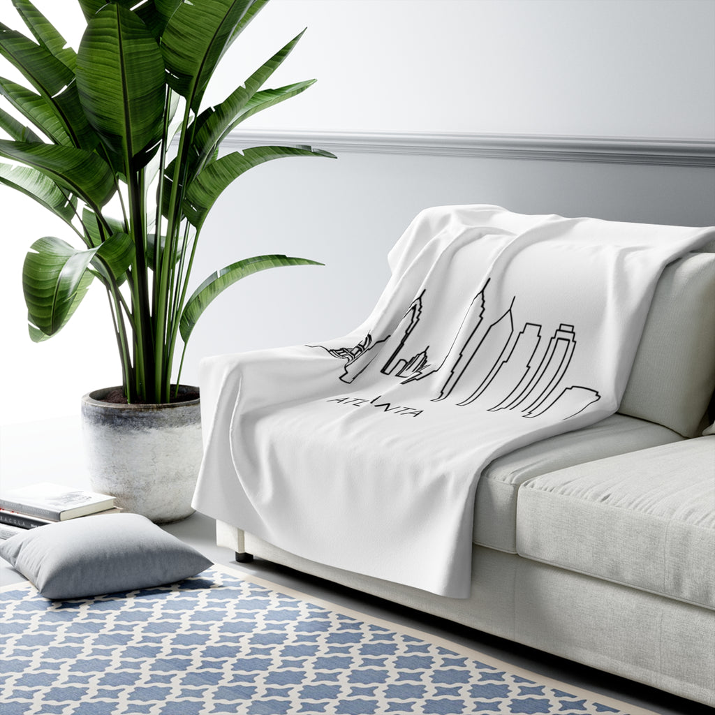 Atlanta skyline outline Sherpa Blanket | Minimal City Skyline