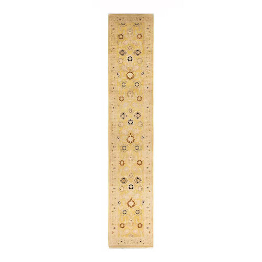 Eclectic Green 2 Ft. X 13 Ft. Floral Wool Indoor Runner Rug