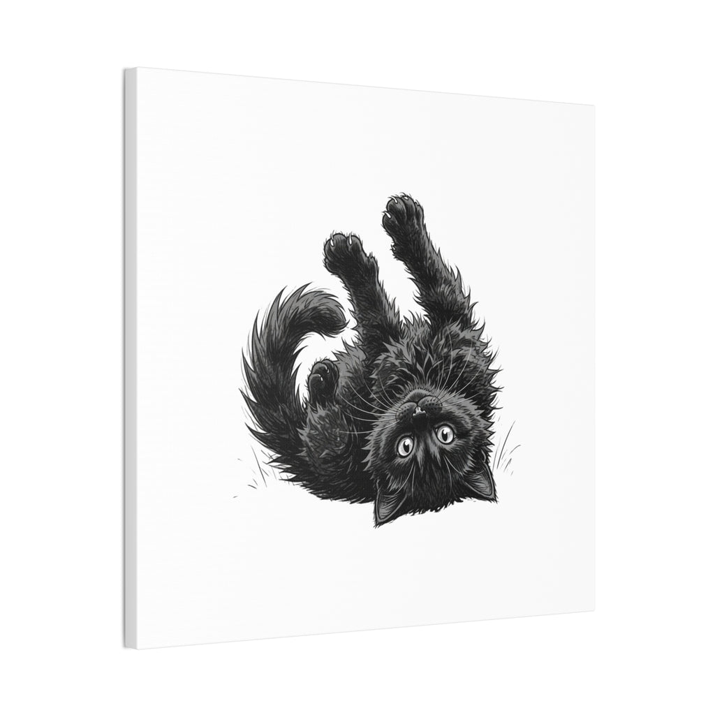 Playful Fluffy Black Kitten Canvas- Twixie Collection- Bestie Best Decor Collection