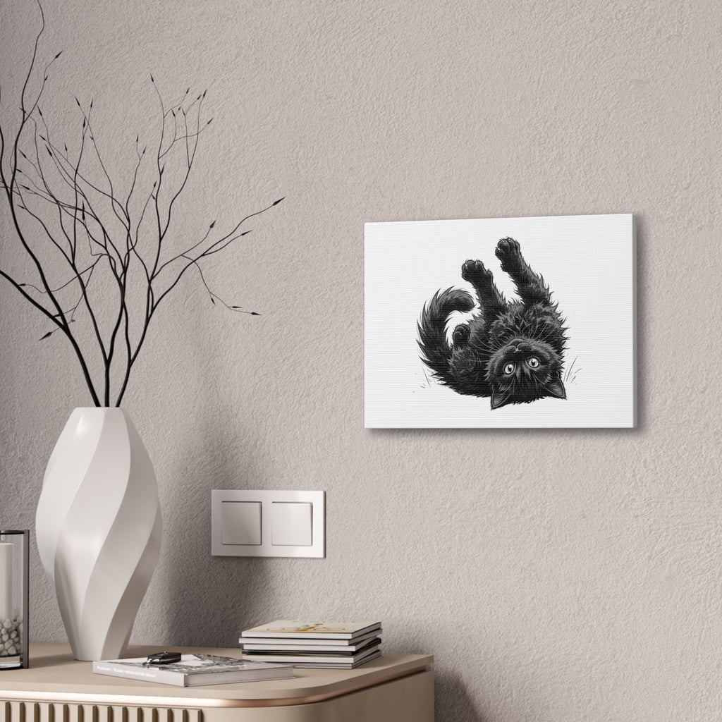Playful Fluffy Black Kitten Canvas- Twixie Collection- Bestie Best Decor Collection