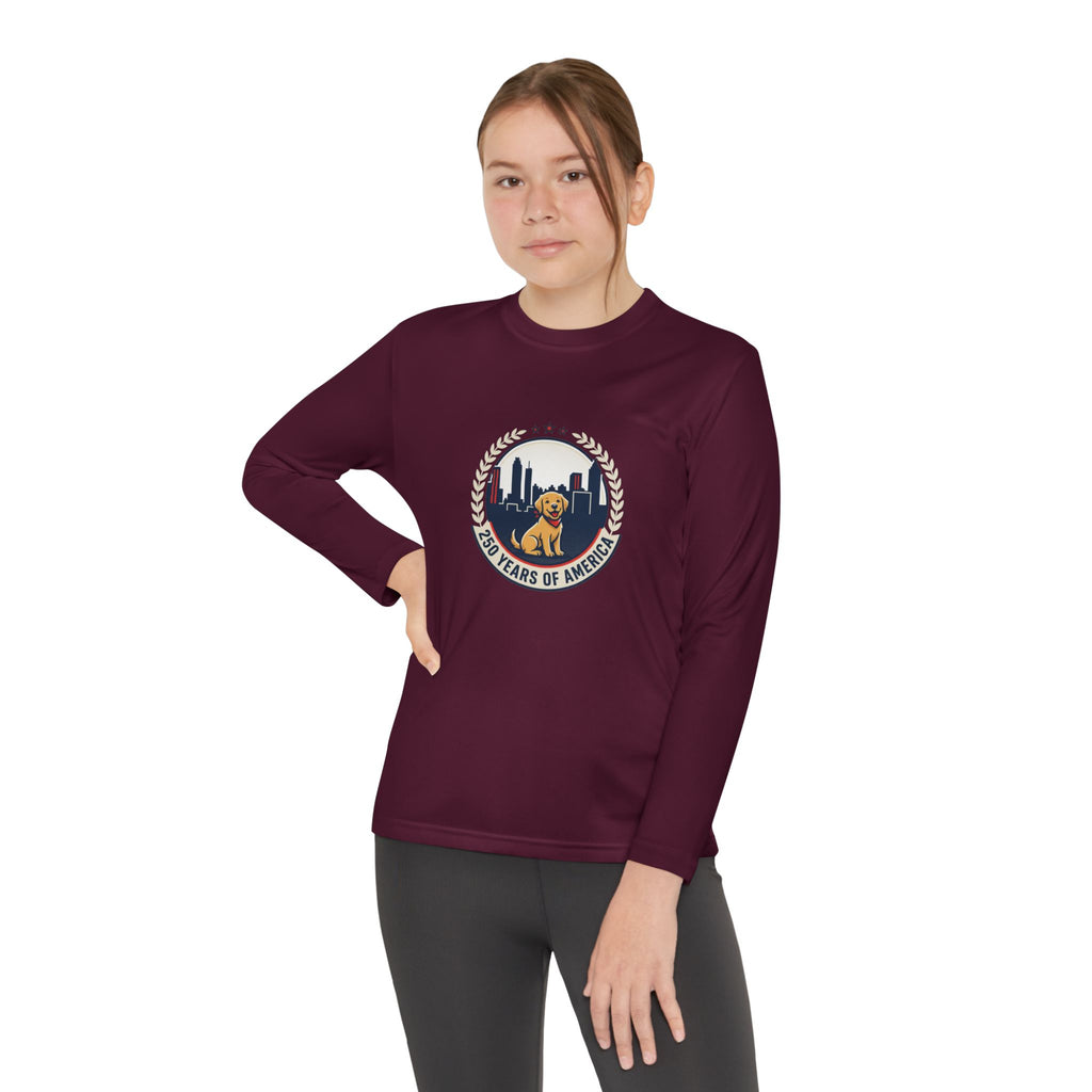 250 Years Celebration With Labrador in City Atlanta Skyline Tee | Youth Long Sleeve