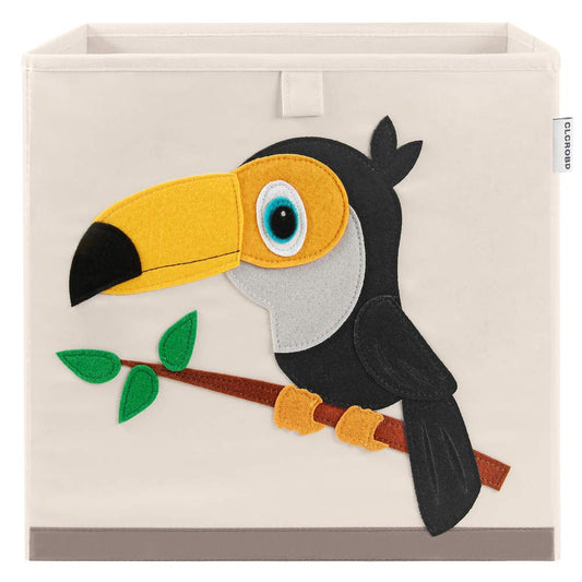 Foldable Animal Cube Storage Bins Fabric Toy Box/Chest/Organizer for Kids Nursery, 13 Inch (Toucan)