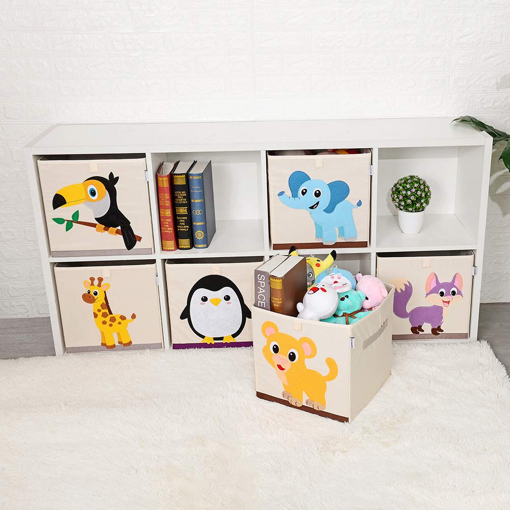 Foldable Animal Cube Storage Bins Fabric Toy Box/Chest/Organizer for Kids Nursery, 13 Inch (Toucan)
