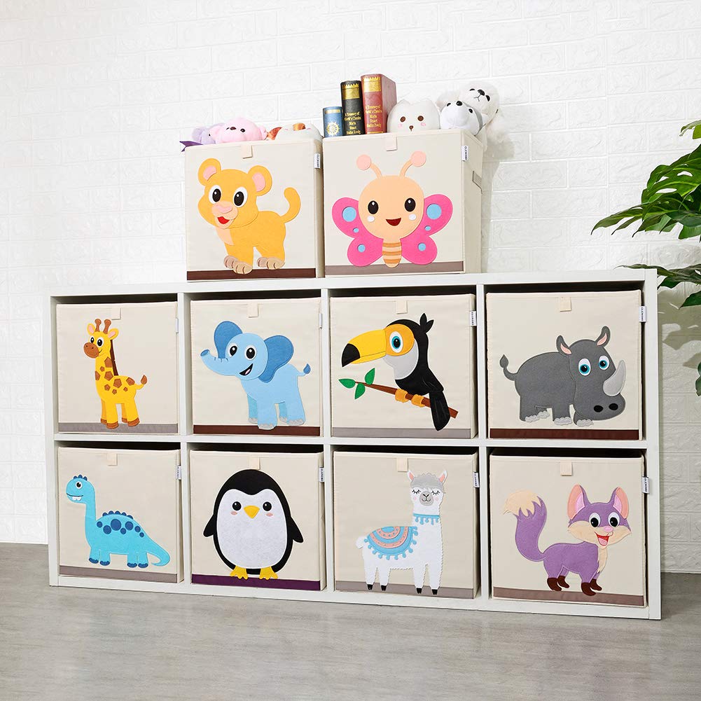 Foldable Animal Cube Storage Bins Fabric Toy Box/Chest/Organizer for Kids Nursery, 13 Inch (Toucan)