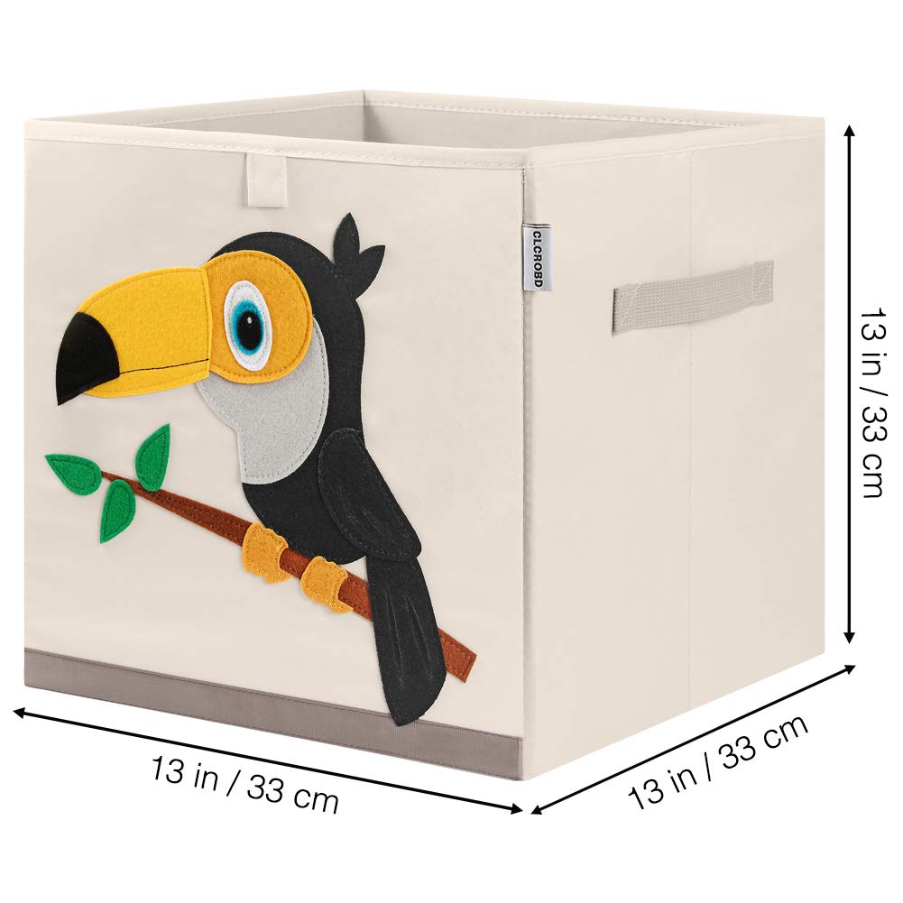 Foldable Animal Cube Storage Bins Fabric Toy Box/Chest/Organizer for Kids Nursery, 13 Inch (Toucan)