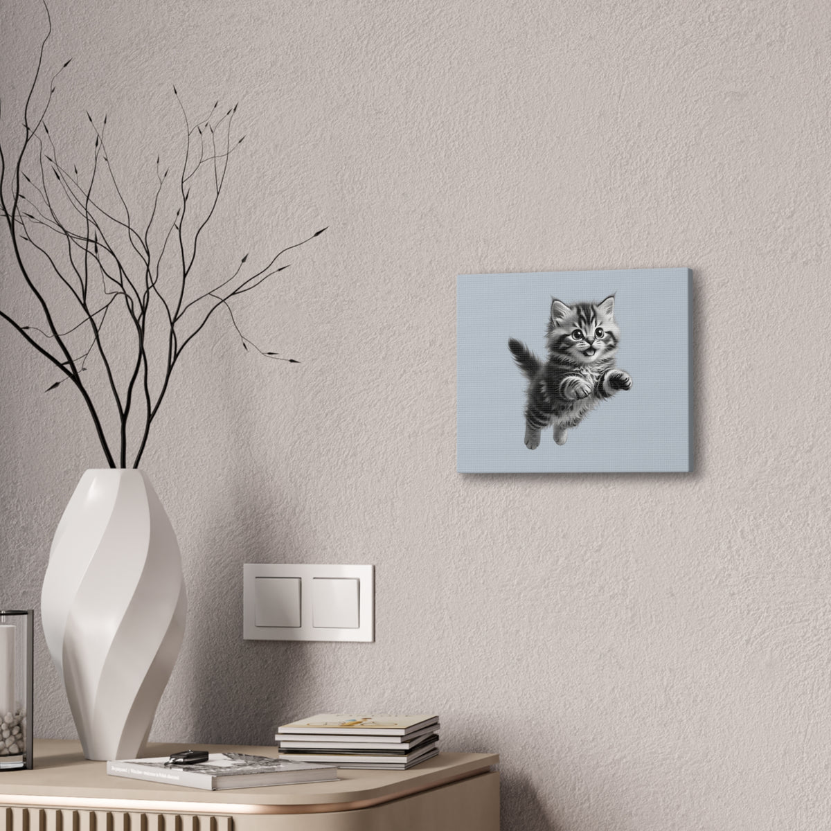 Playful tabby Kitten Canvas- Sage Collection- Bestie Best Decor Collection