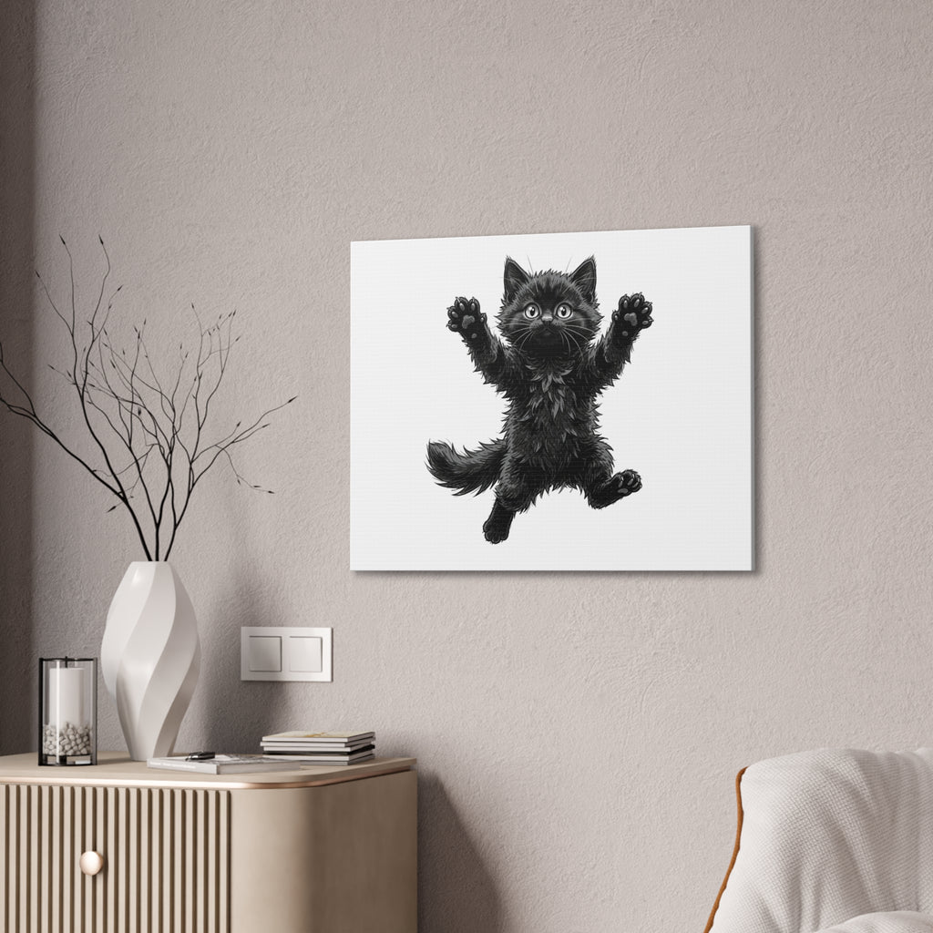Playful Fluffy Black Kitten Canvas- Twixie Collection- Bestie Best Decor Collection