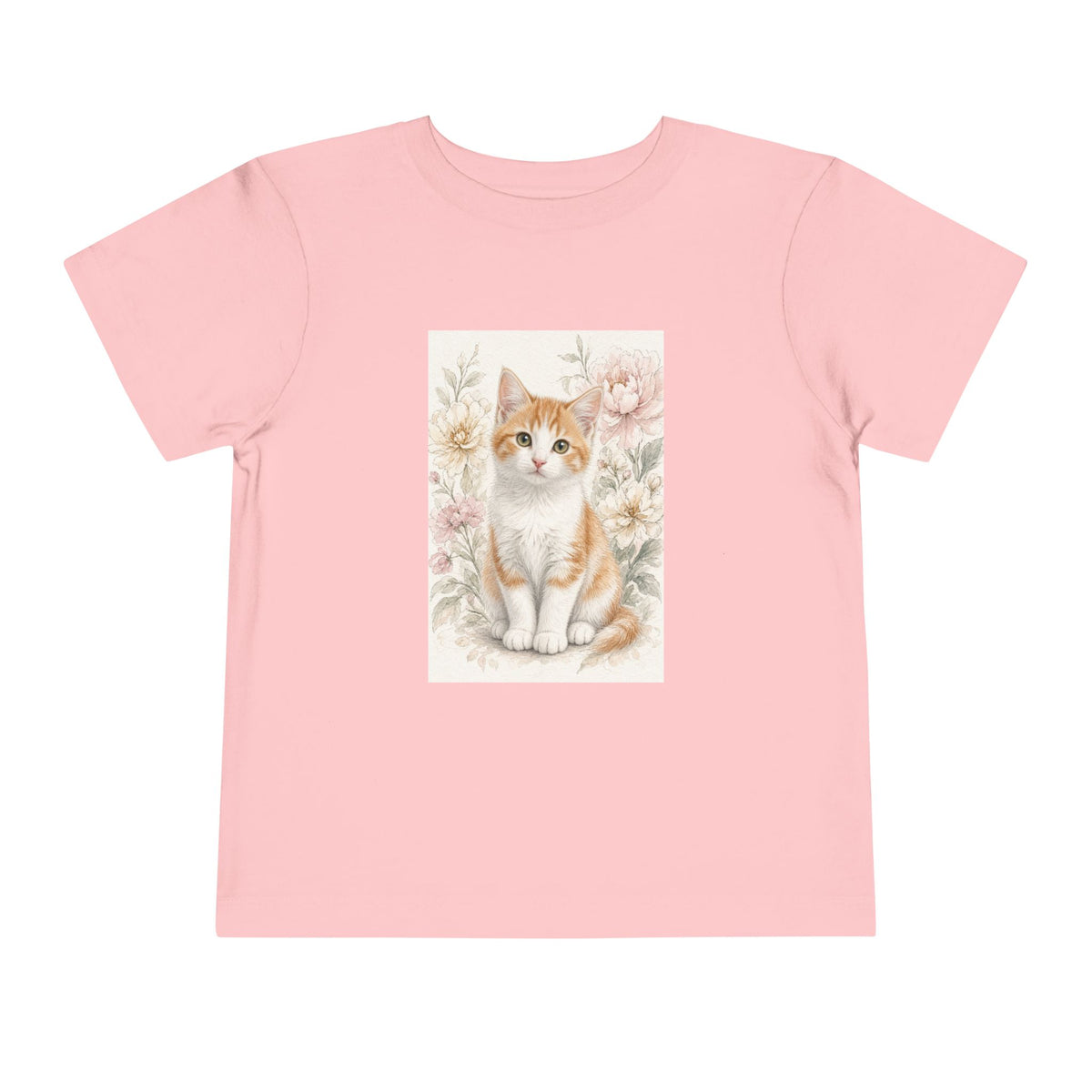 Adorable Orange Kitten Toddler Tee | Floral Cat Painting- Vienna Collection