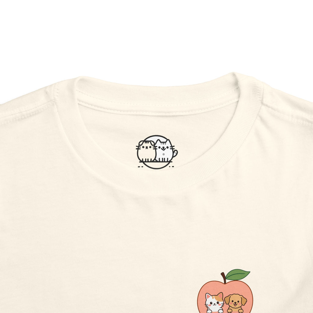 Peach Pocket Friends Toddler Tee | Cute Fruit Illustration