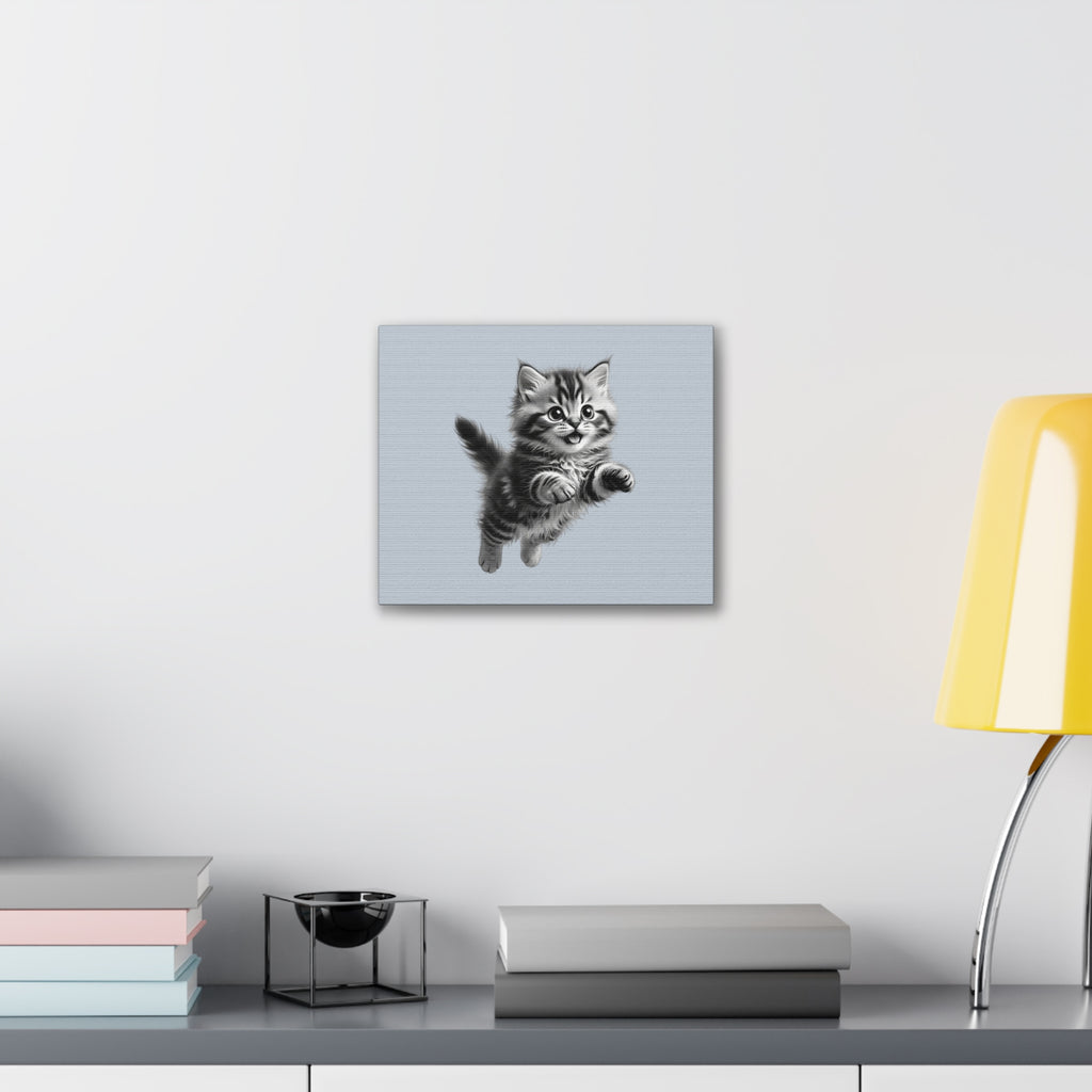 Playful tabby Kitten Canvas- Sage Collection- Bestie Best Decor Collection