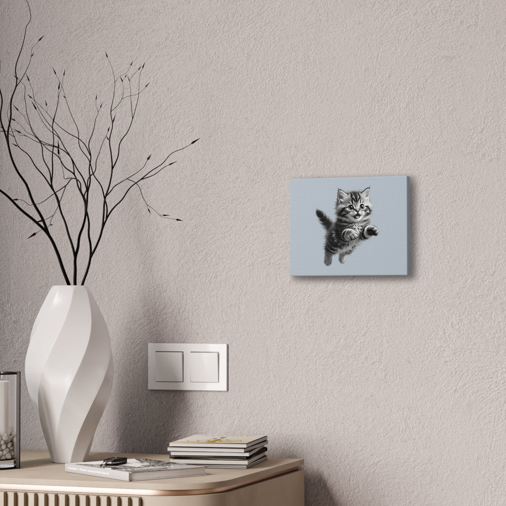 Playful tabby Kitten Canvas- Sage Collection- Bestie Best Decor Collection