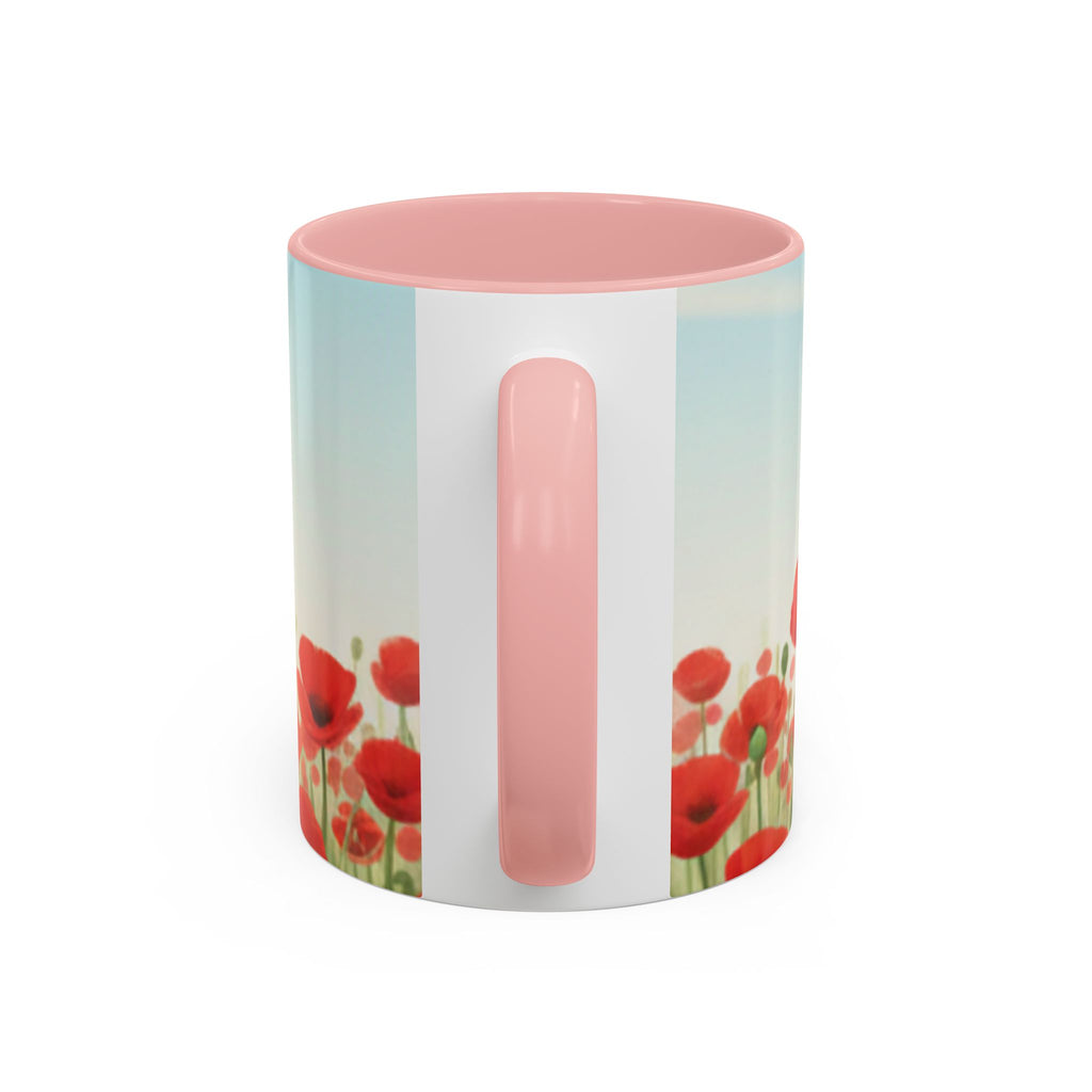 Poppy Field Accent Coffee Mug — Floral 11/15oz Ceramic Morning Cup Bright Uplifting