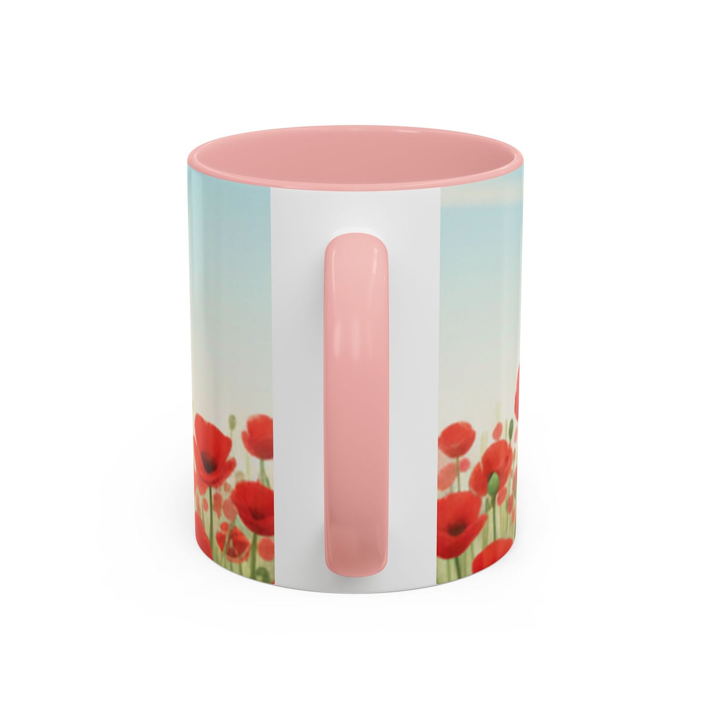Poppy Field Accent Coffee Mug — Floral 11/15oz Ceramic Morning Cup Bright Uplifting