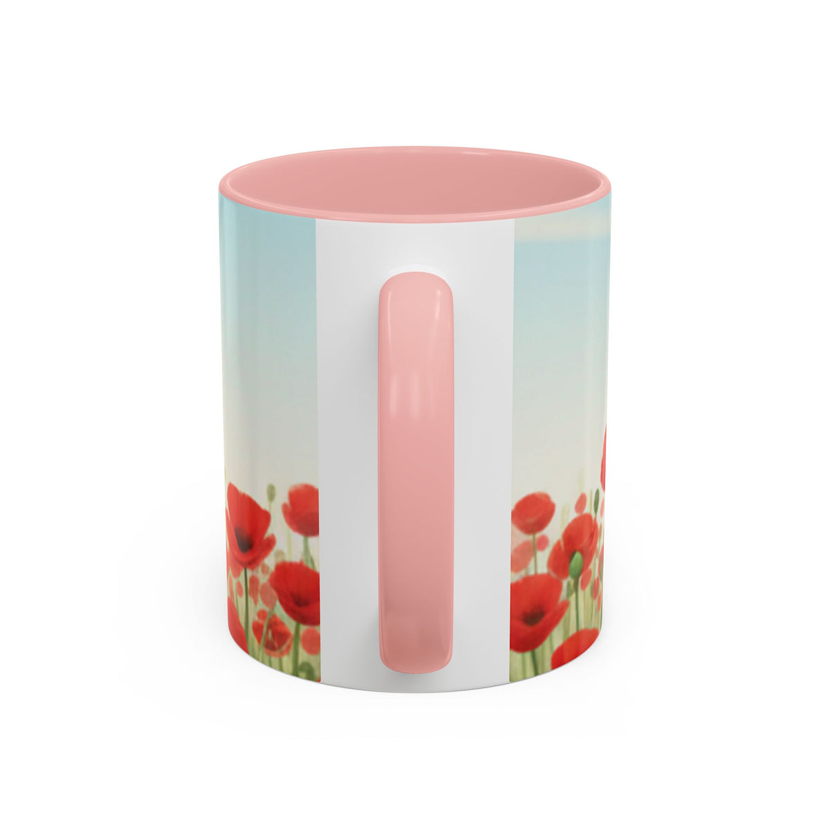 Poppy Field Accent Coffee Mug — Floral 11/15oz Ceramic Morning Cup Bright Uplifting