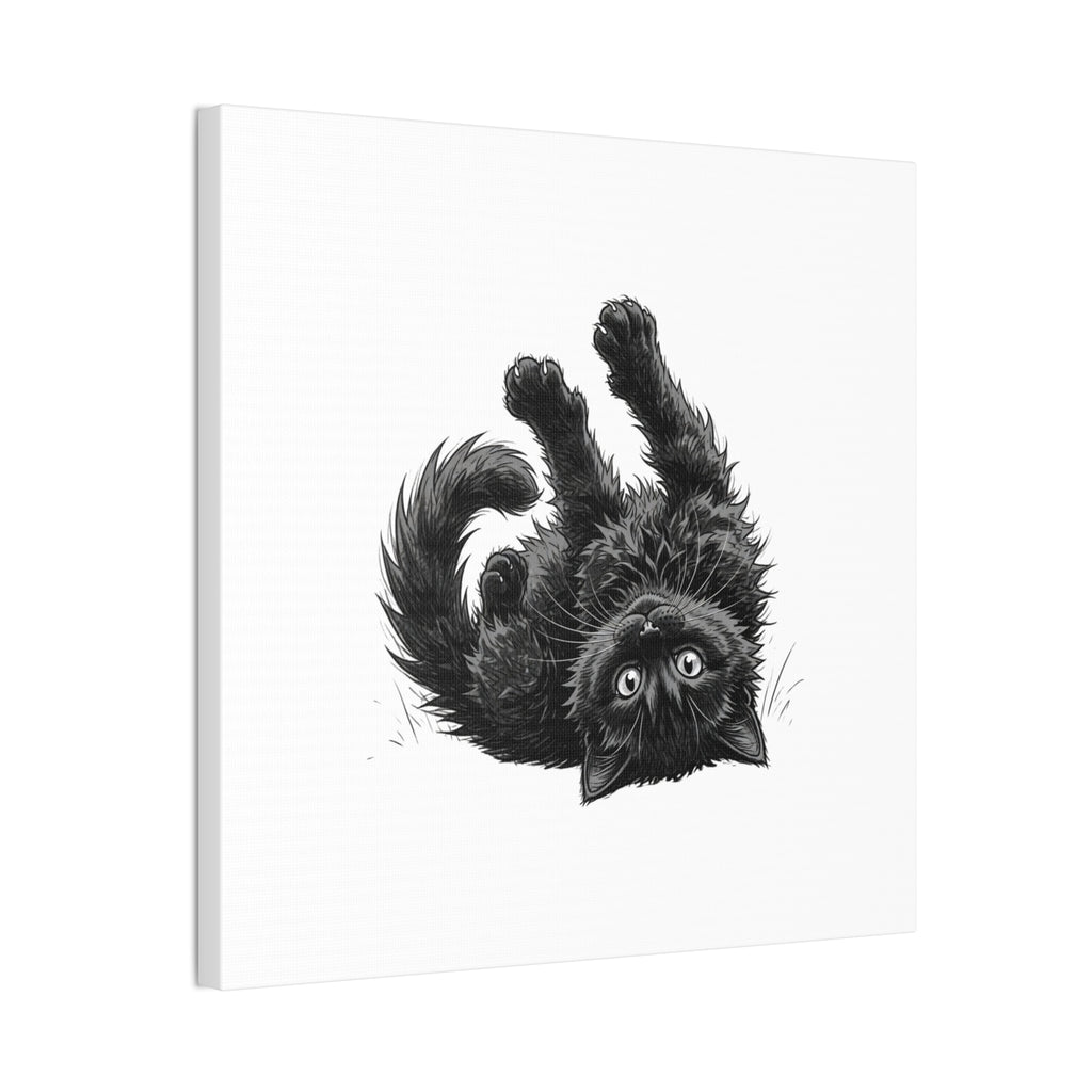 Playful Fluffy Black Kitten Canvas- Twixie Collection- Bestie Best Decor Collection